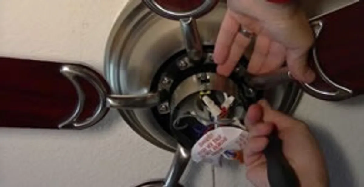Ceiling fan installation with electrical wiring and mounting by professional electrician in Orange, CA