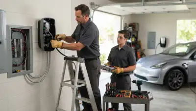 Electric car charger installation for an Orange, CA home by licensed electricians