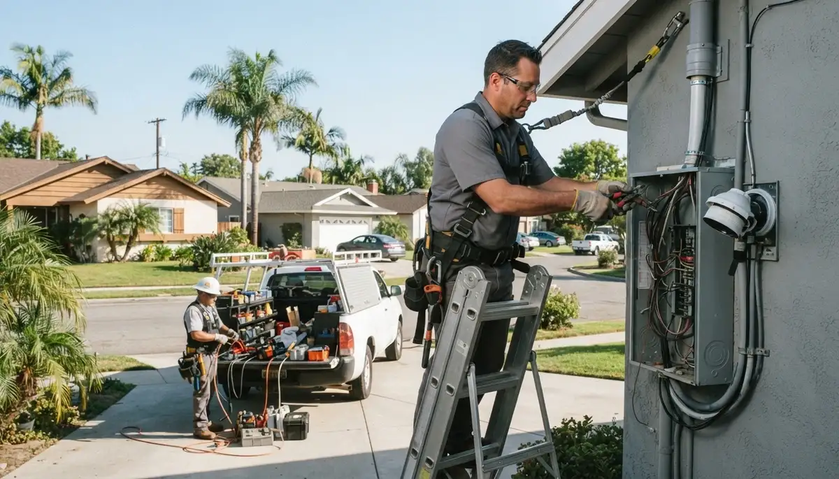 Electrician providing professional electrical services in Orange, California