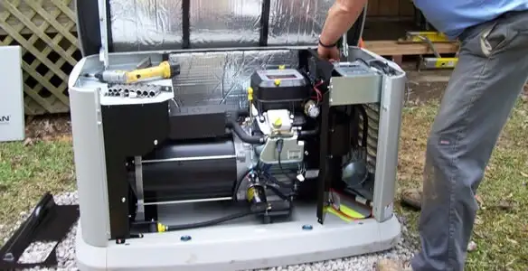 generator installation service showing technician connecting and configuring generator components in Orange, CA
