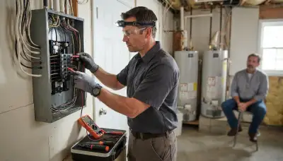 Electrician conducting a home electrical inspection in Orange, CA