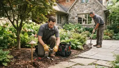 Landscape lighting installation by an electrician in Orange, CA