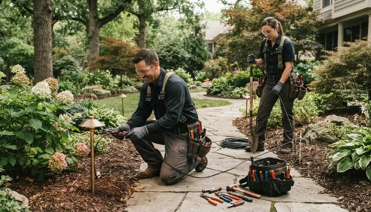 Landscape lighting installation by On Call Electrical in Orange, CA