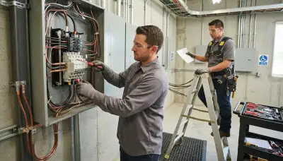 Electrician installing lightning surge protection for an older home in Orange, CA