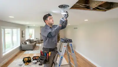 Recessed lighting installation by an electrician in Orange, CA