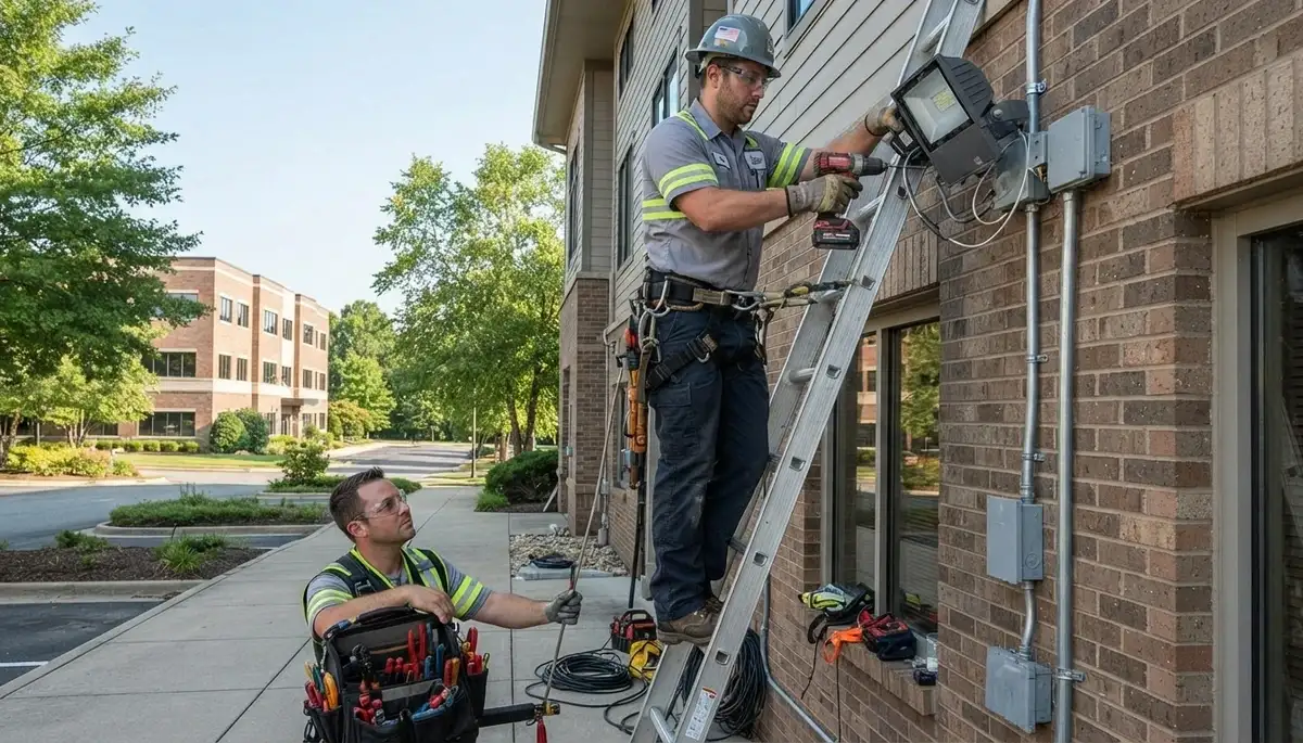 Security lighting service for Orange, CA homes with electrical panel and wiring checks